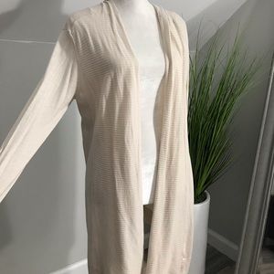 Roz & Ali Cream Ribbed Knit Hooded Cardigan XL